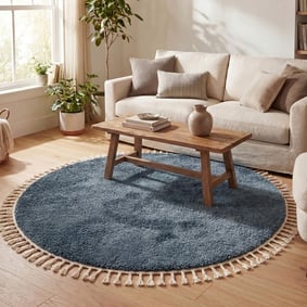 Rund Matta Med Hög Lugg  - Lofty Fringe Fringe Blå