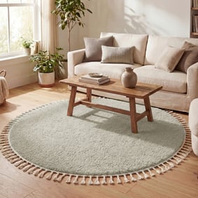 Rund Matta Med Hög Lugg  - Lofty Fringe Mintgrön
