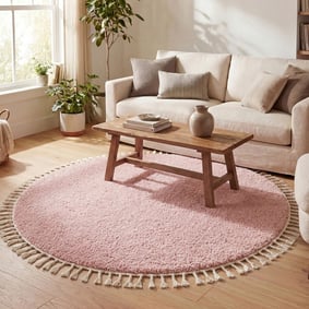 Rund Matta Med Hög Lugg  - Lofty Fringe Rosa