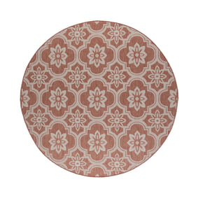 Rund utomhusmatta – Rio Flower Rosa - sfeer