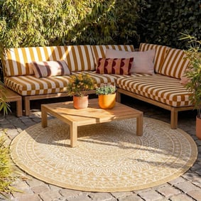 Rund Utomhusmatta - Summer Aztec Gul