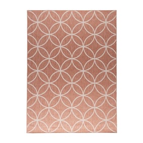 Geometrisk Utomhusmatta – Faro Ripple Rosa - sfeer