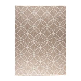 Geometrisk utomhusmatta – Faro Ripple Beige - sfeer