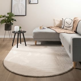 Ovalt lågflorigt matta – Cozy Kräm