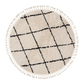 Rundt höghårigt mattan | Grand Wire Weave gräddvit/svart - product