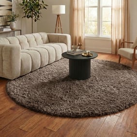 Rund Shagmattor - Blaze Taupe