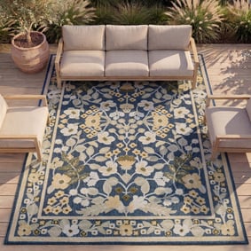 utomhusmatta - Bloom Oriental Blue