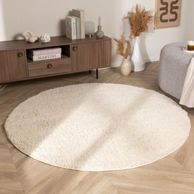 Rund matta med lång lugg – Wish Creme