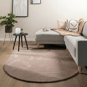 Ovalformad lågpolig matta - Cozy Taupe