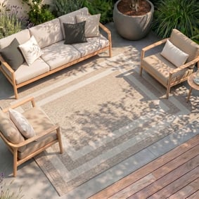 Inomhus- & Utomhusmatta – Sierra Frame Beige/Crème