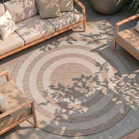 Rund utomhusmatta – Sierra Frame Beige/Kräm