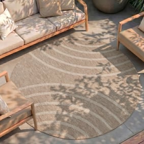 Rund utomhusmatta – Sierra Curves Beige/Kräm