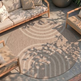 Rund utomhusmatta – Sierra Arches Beige/Kräm