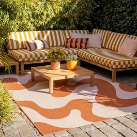 Utomhusmatta - Summer Swirl Terrakotta - sfeer