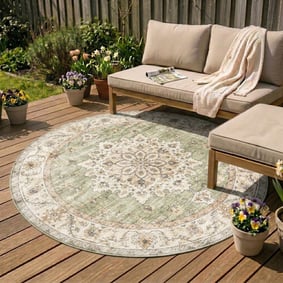 Rund Vintage Utomhusmatta - Santo Mandala Grön