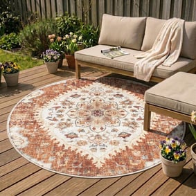 Rund Vintage Utomhusmatta - Santo Mandala Terrakotta