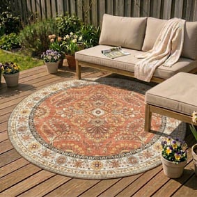 Rund Vintage Utomhusmatta - Santo Flora Terrakotta
