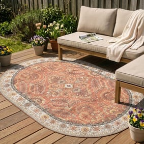Oval Utomhusmatta Vintage - Santo Flora Terrakotta