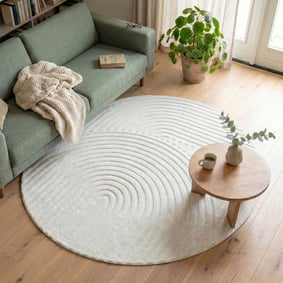 Rund Skandinavisk Matta - Charm Curves Vit