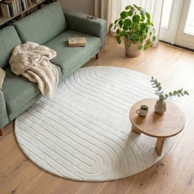 Rund Skandinavisk Matta - Charm Arches Vit