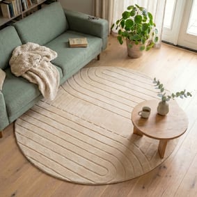 Rund Skandinavisk Matta - Charm Arches Beige