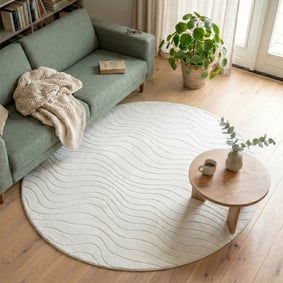 Rund Skandinavisk Matta - Charm Waves Vit