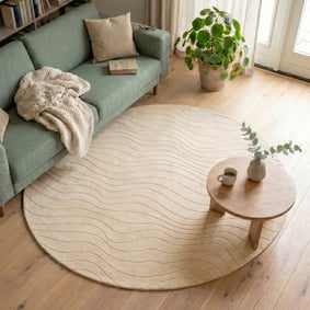 Rund Skandinavisk Matta - Charm Waves Beige