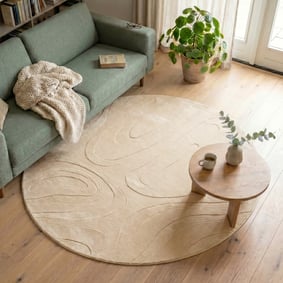 Rund Skandinavisk Matta - Charm Shapes Beige