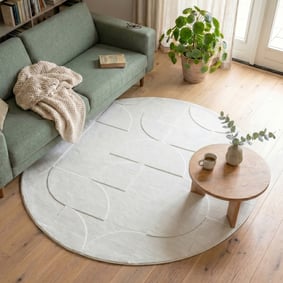 Rund Skandinavisk Matta - Charm Circles Vit