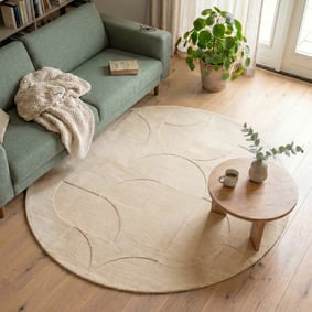 Rund Skandinavisk Matta - Charm Circles Beige