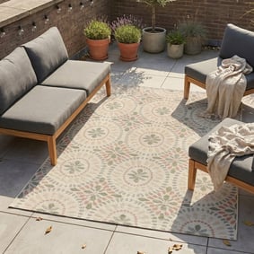 Inomhus- Och Utomhusmatta - Ranch Mandala Beige