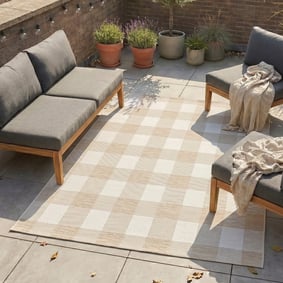 Inomhus- Och Utomhusmatta - Ranch Checkerboard Beige