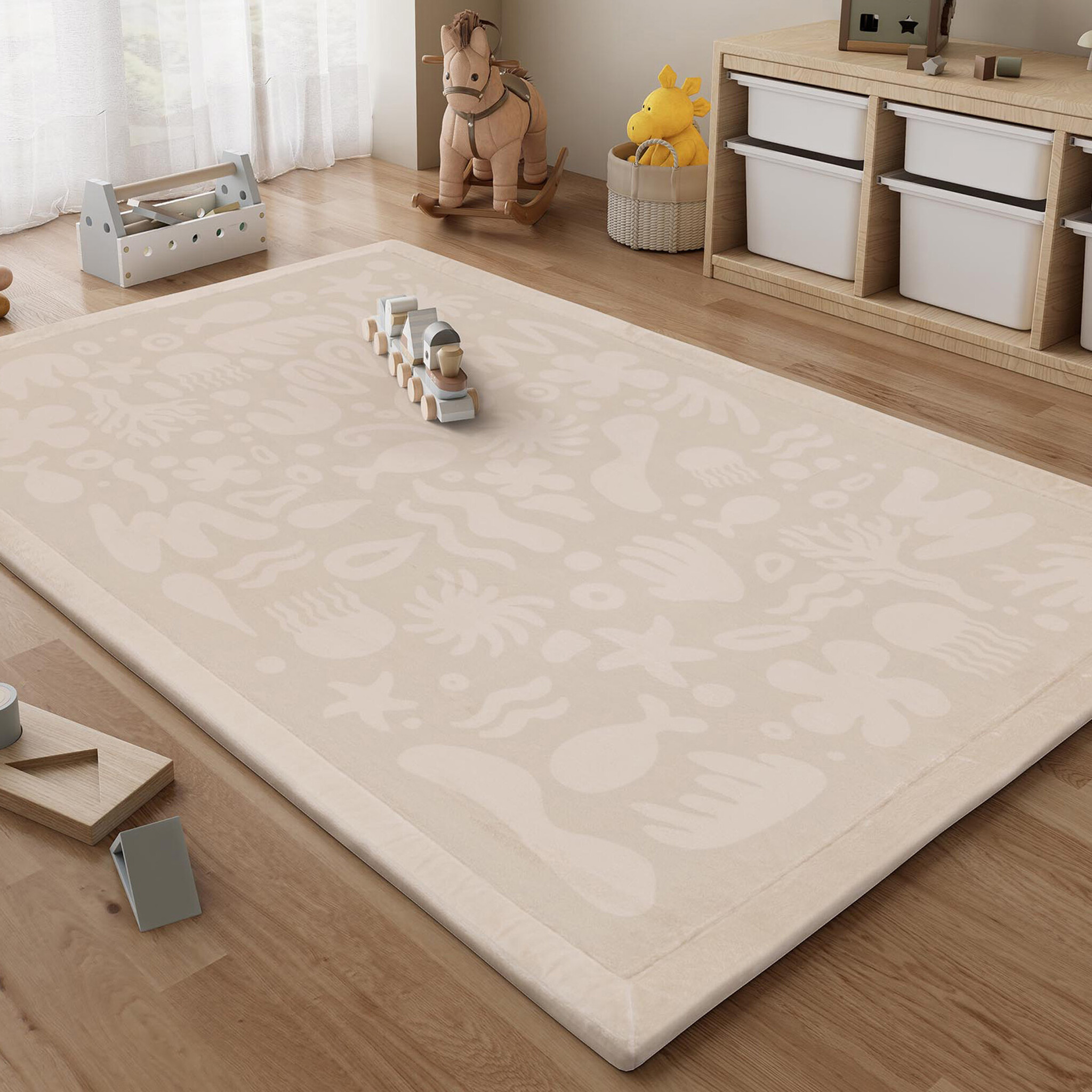Tvättbar lekmatta | Flo beige hos Volero