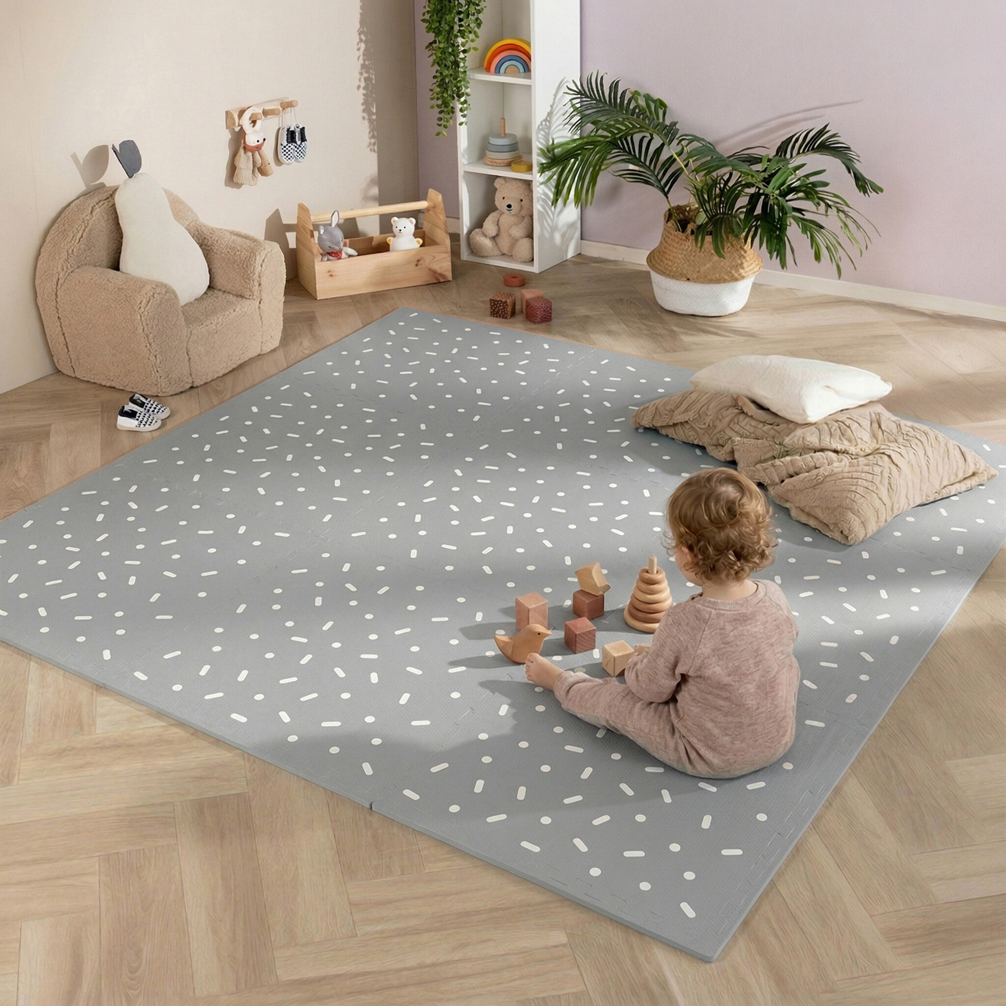 Lekmatta för baby XL | Alfie Sprinkles Grå hos Volero