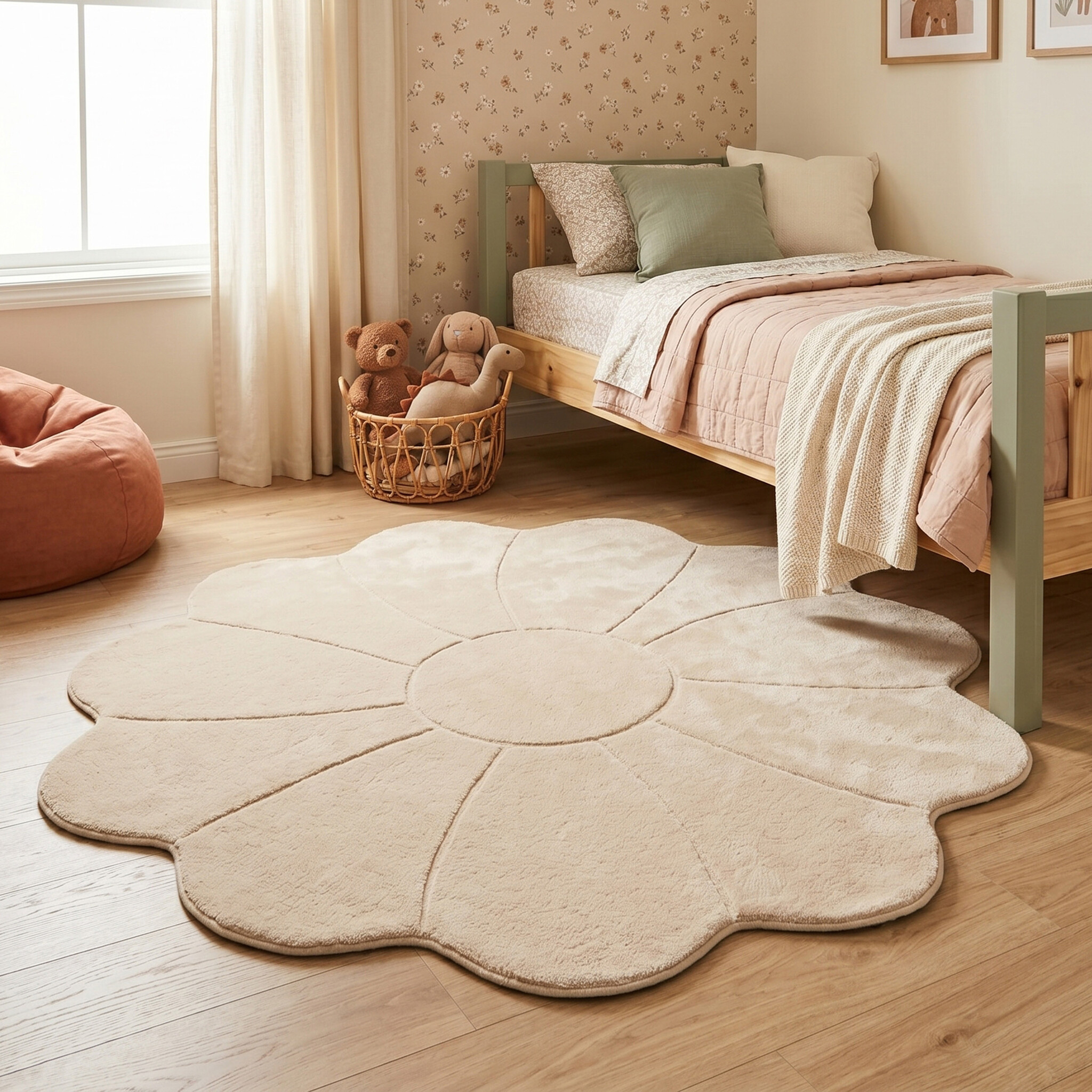 Tvättbar barnmatta | Coco Flower beige hos Volero
