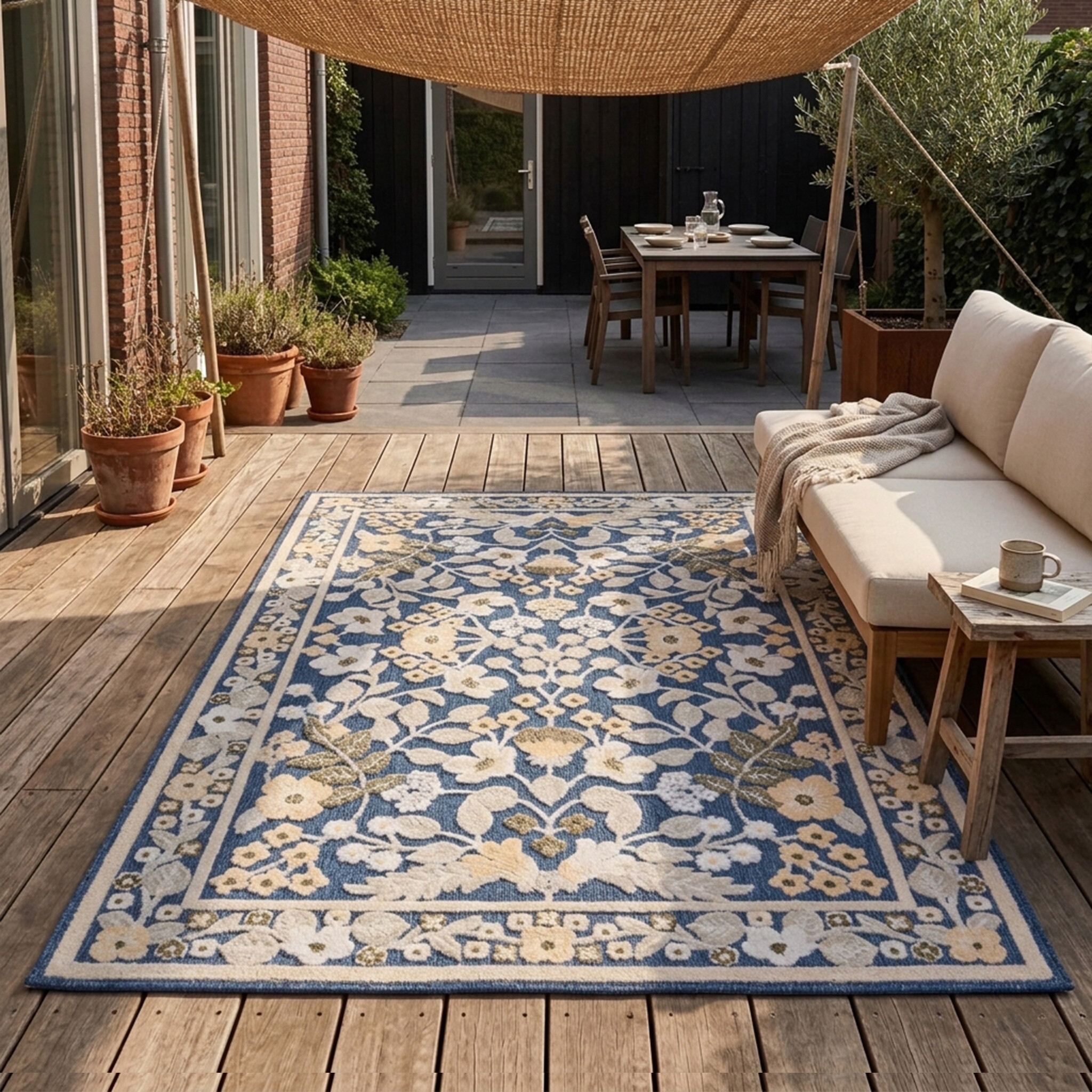 Utomhusmatta | Bloom Oriental blå hos Volero