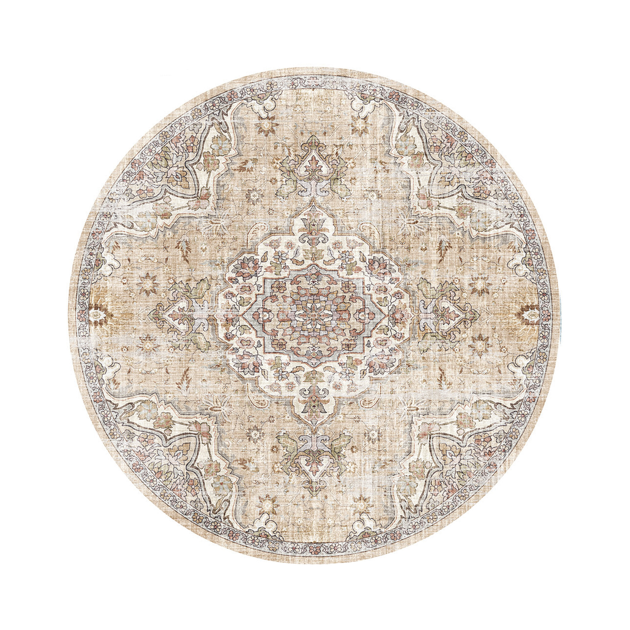 Rund orientalisk matta - Leyla Medaljong Taupe - sfeer