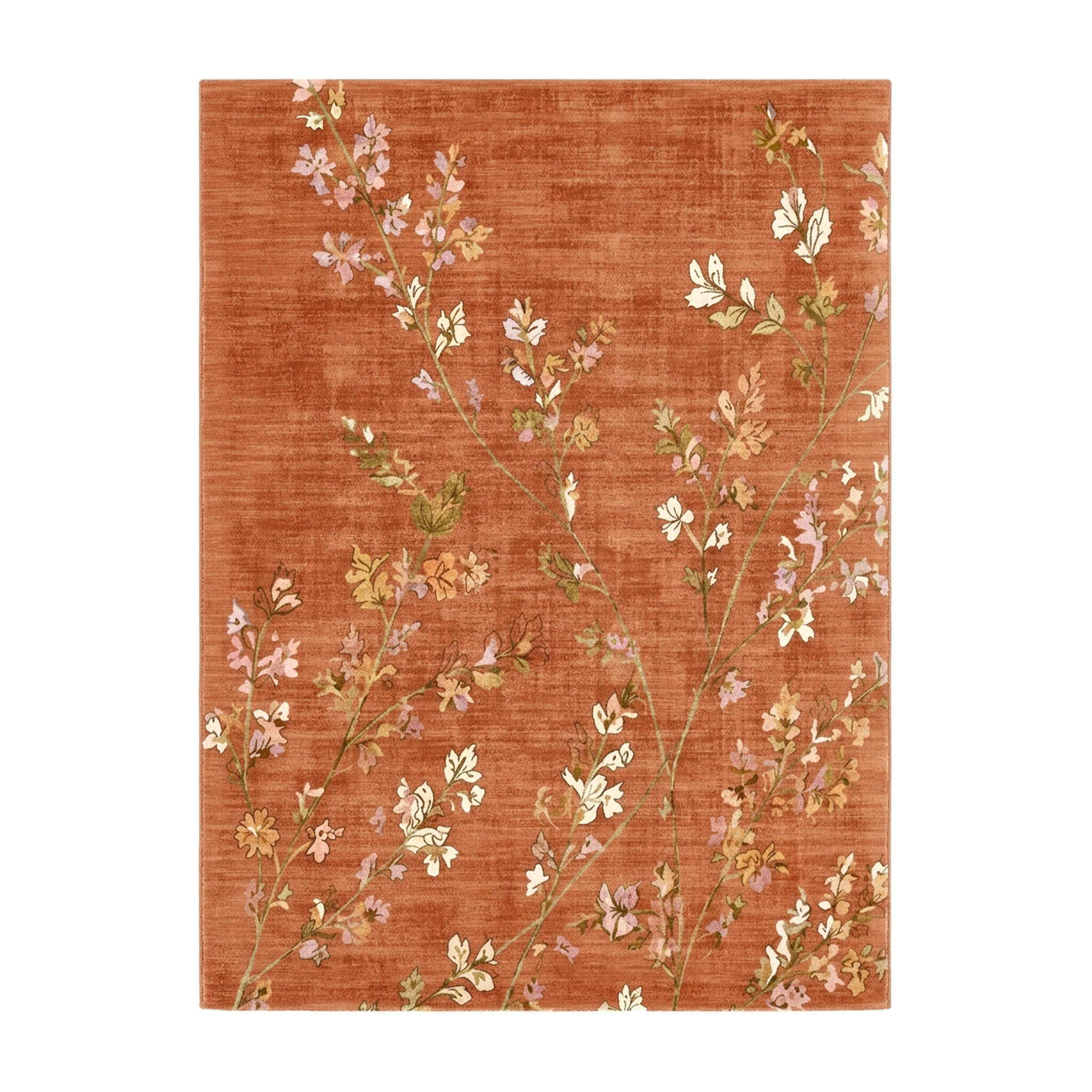 Tvättbar matta - Misty Floral Terracotta - sfeer