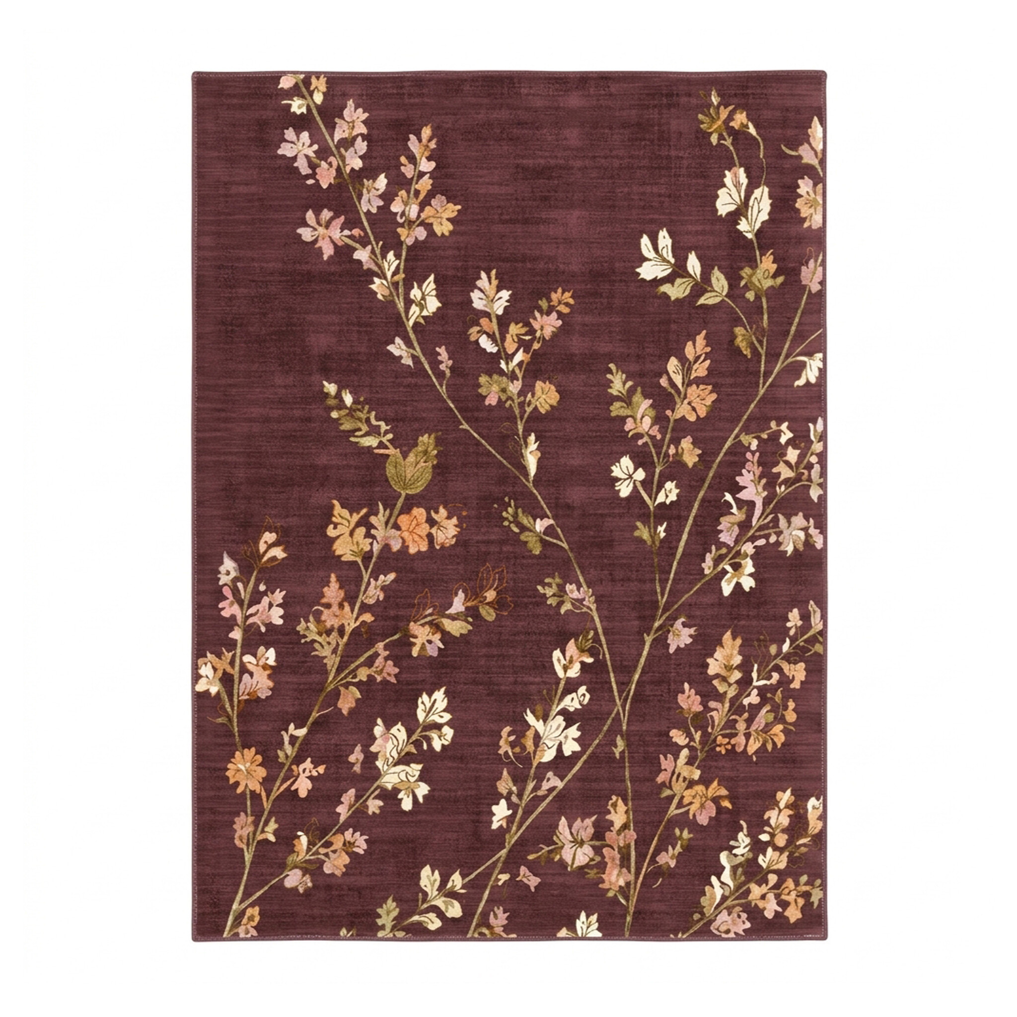 Tvättbar matta - Misty Floral Brun - sfeer