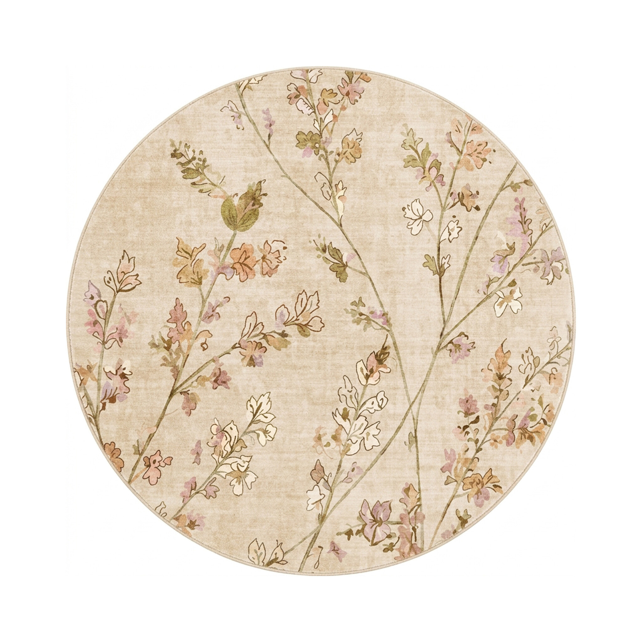 Rund tvättbar matta - Misty Floral Creme - sfeer