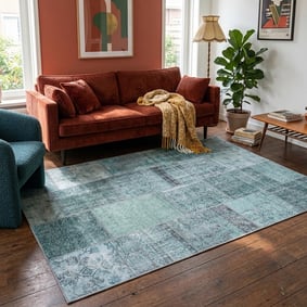 Patchwork matta | Estate Patchwork blågrön hos Volero