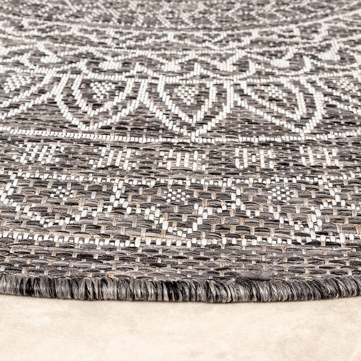 Rund Utomhusmatta - Summer Aztec Grå - 8