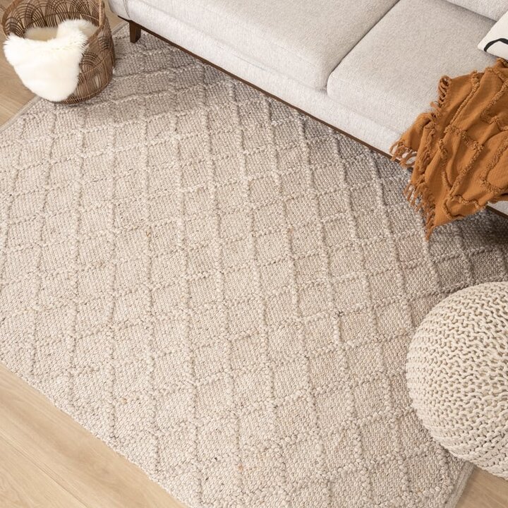 Vävd Matta I Ull - Knit Beige