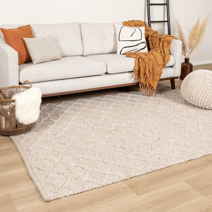 Vävd Matta I Ull - Knit Beige - 4
