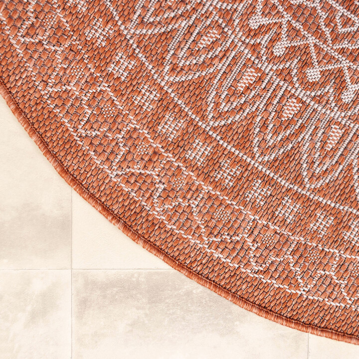 Rund Utomhusmatta - Summer Aztec Terrakotta - 5