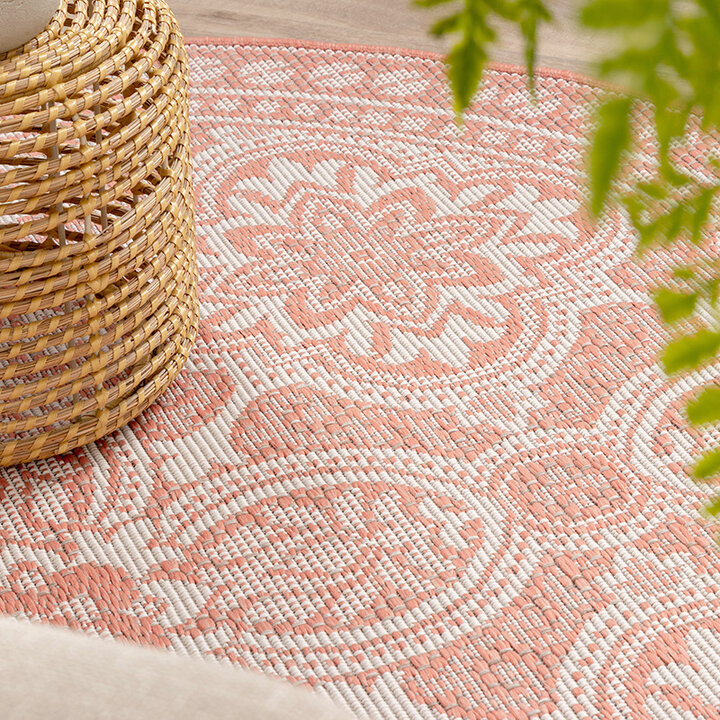 Rund Utomhusmatta - Summer Oriental Rosa - 5