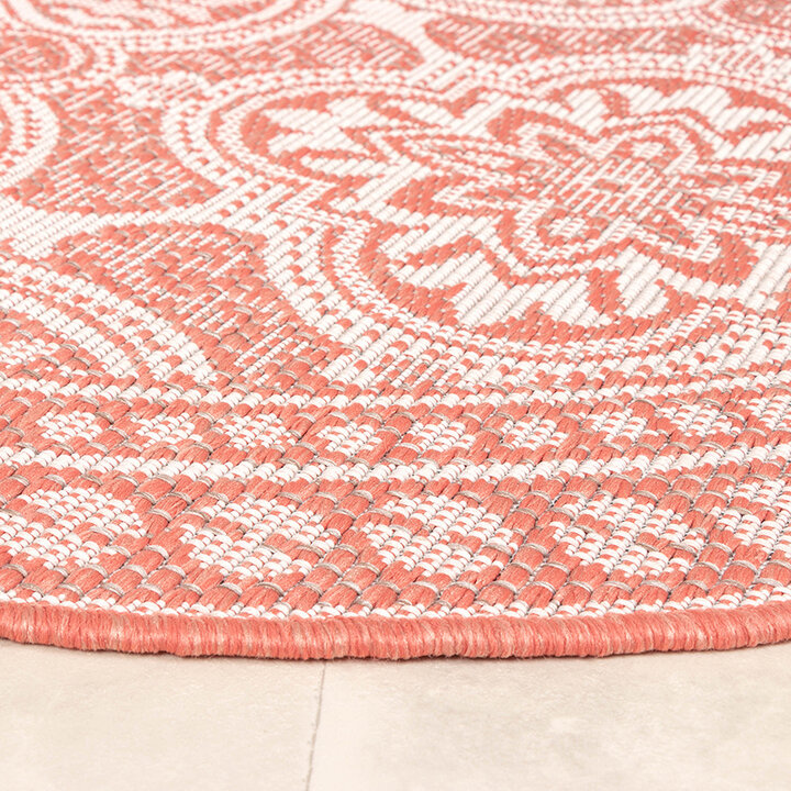 Rund Utomhusmatta - Summer Oriental Rosa - 8