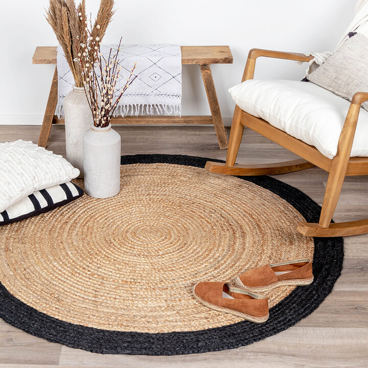 Jute Matta - Fair Rund Natur/Svart - 3