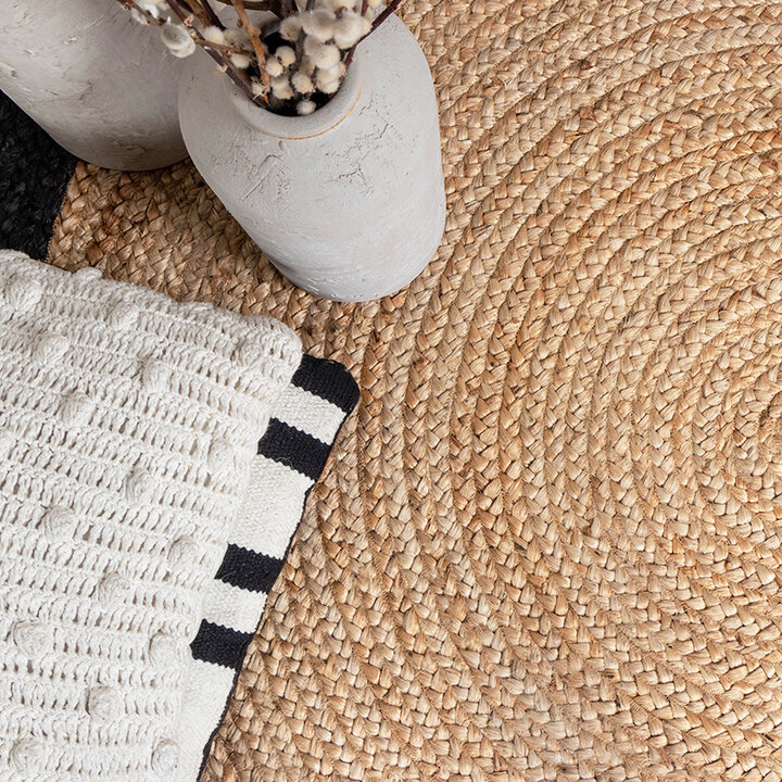 Jute Matta - Fair Rund Natur/Svart - 4