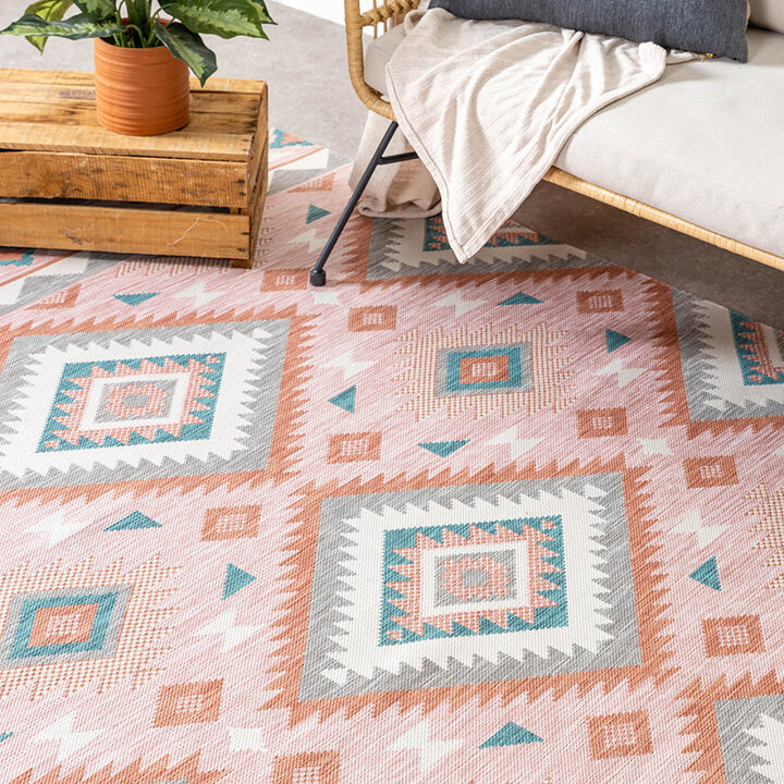 Bohemisk Utomhusmatta - Vedra Aztec Rosa - 2